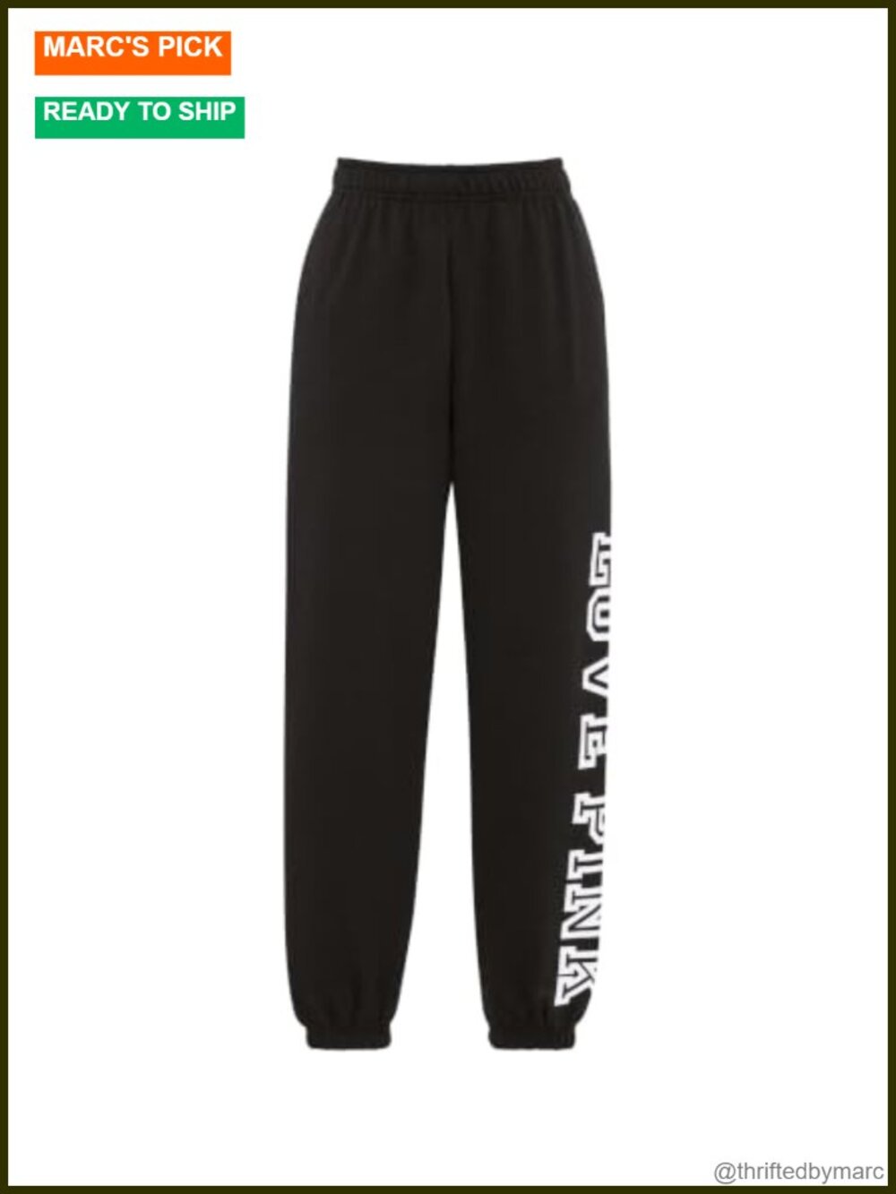 Pink Logo Campus Sweatpants High Rise Fleece Drawstring - Picture 3 of 4